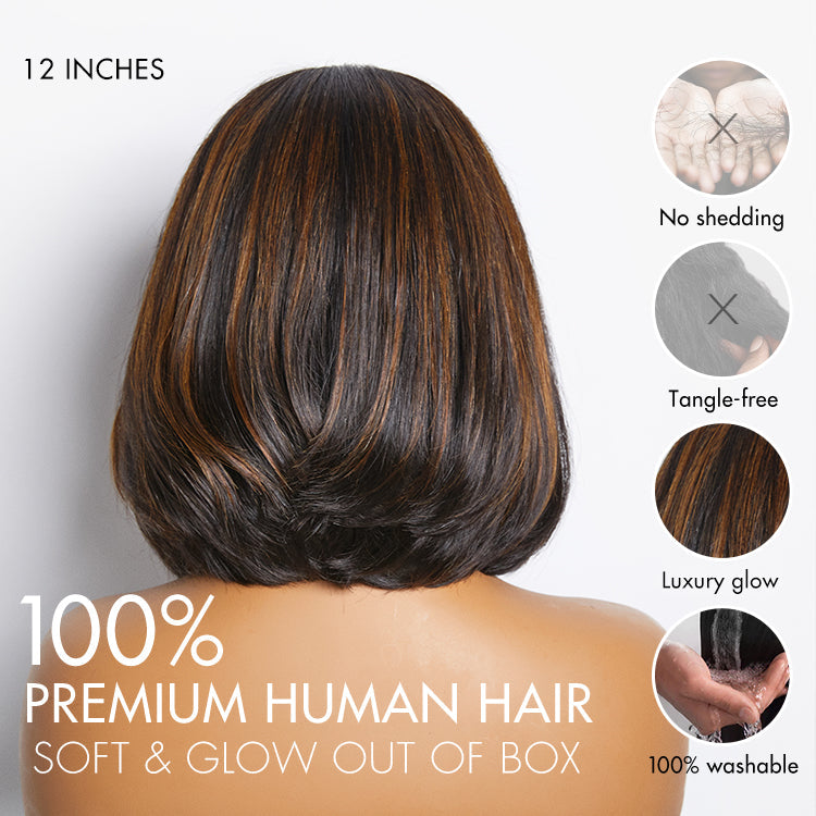 Limited Design | Blonde Highlights Glueless 5x5 Closure HD Lace Stacked Bob Wig | Large & Small Cap Size