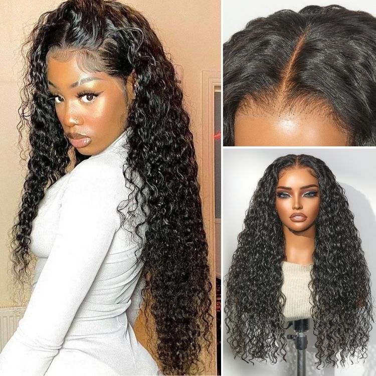 PreMax 180% / 250% Density Water Wave Glueless Flexi-Fit Drawstring 13x4 Frontal Lace Fluffy Curly Wig Pre-Cut Lace