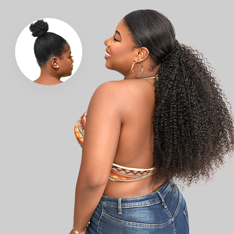 Luvme Too Easy Texture™ Kinky Curly Flexi-Fit Invisible Drawstring Clip-In Ponytail Extension Human Hair