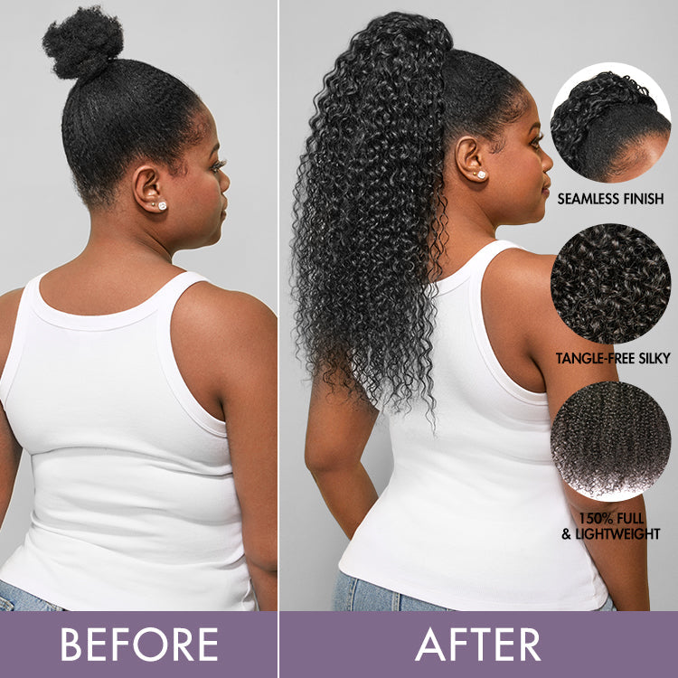 Luvme Too Easy Texture™ Kinky Curly Flexi-Fit Invisible Drawstring Clip-In Ponytail Extension Human Hair
