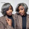 Exclusive Sale | Boss Vibe Salt & Pepper Layered Bob / Body Wave Glueless Pre-Cut Minimalist Lace Grey Wig