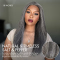 Luvme Hair 180% Density Salt and Pepper Straight Glueless Minimalist HD Lace T Part Grey Wig Pre-Cut Lace