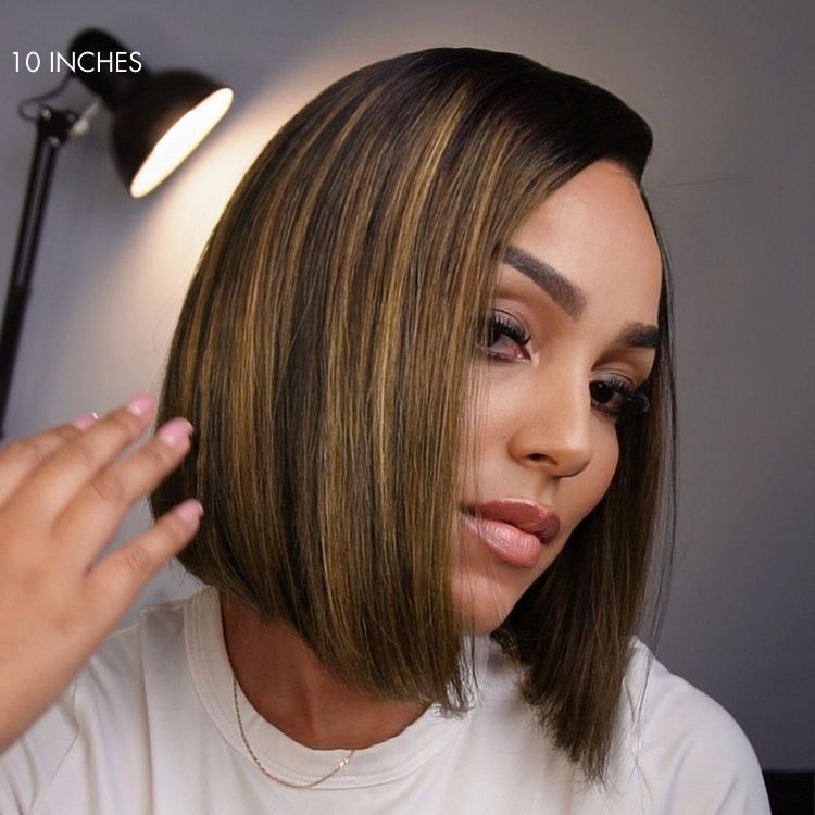 Luvme All-Day Comfort™ Wig Brown Highlight Blunt Cut Bob Glueless Minimalist HD Lace Wig Pre-Cut Lace