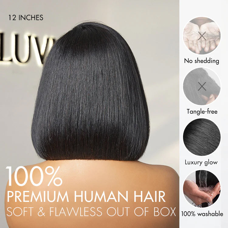 New Customers Only | Put On & Go Blunt Cut Straight Bob Minimalist HD Lace Glueless C Part Wig