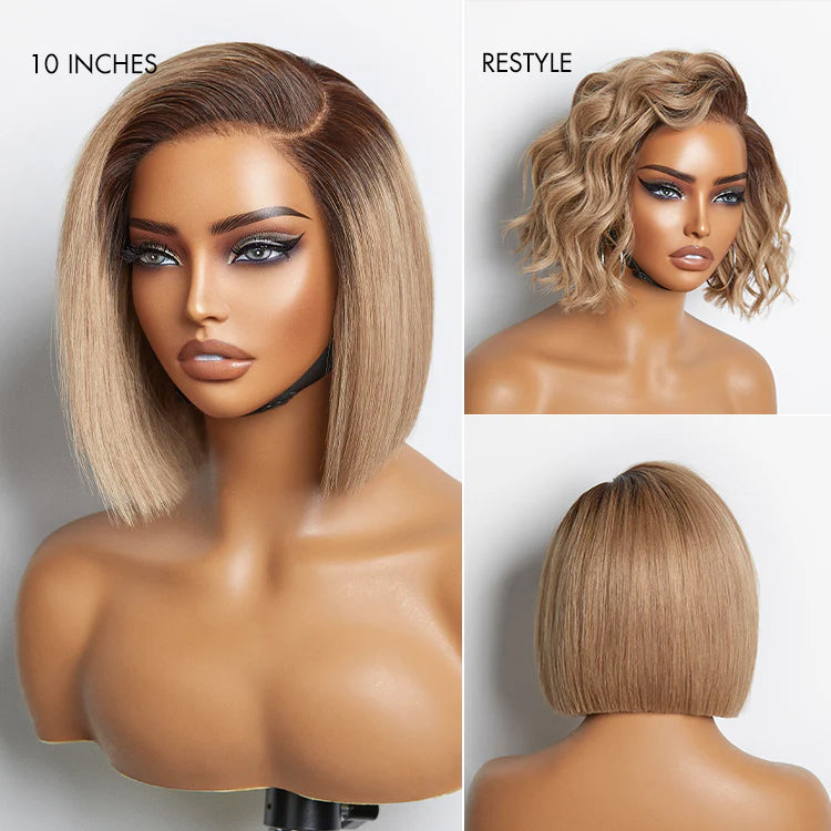 Put On & Go Blunt Cut Straight Bob Minimalist HD Lace Glueless C Part Wig  - US Only