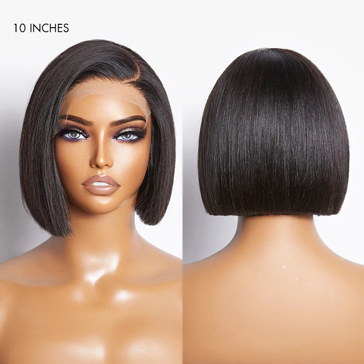 New Customers Only | Put On & Go Blunt Cut Straight Bob Minimalist HD Lace Glueless C Part Wig