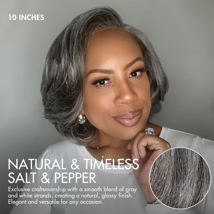 Exclusive Sale | Boss Vibe Salt & Pepper Layered Bob / Body Wave Glueless Pre-Cut Minimalist Lace Grey Wig