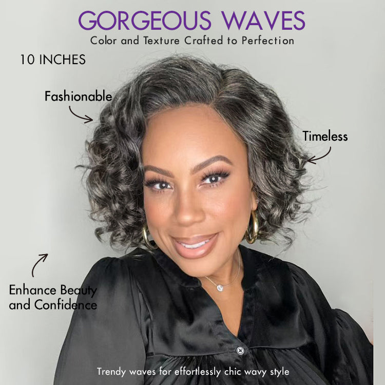 Exclusive Sale | Boss Vibe Salt & Pepper Layered Bob / Body Wave Glueless Pre-Cut Minimalist Lace Grey Wig