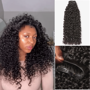 Luvme Too Easy Texture™ Messy Burmese Curly Invisible Edge Clip in Hair Extensions Human Hair 110g 6pcs with Free Gift