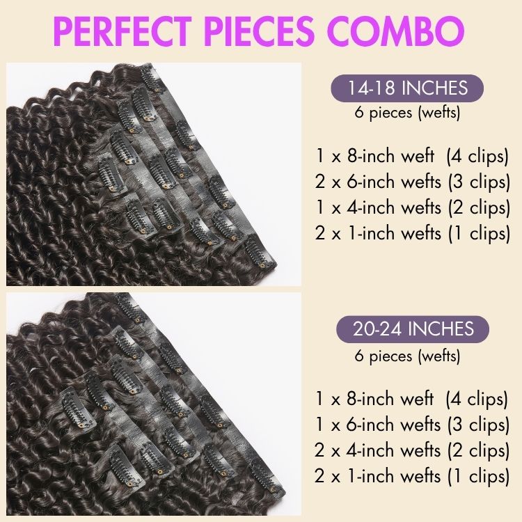 Luvme Too Easy Texture™ Kinky Curly Invisible Edge Clip in Hair Extensions Human Hair 110g 6pcs with Free Gift