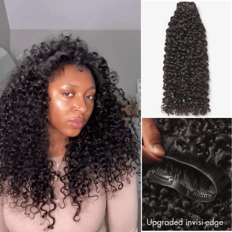 Luvme Too Easy Texture™ Silky Straight / Body Wave / Yaki Straight / Messy Curl / Kinky Curly Invisible Edge Clip in Hair Extensions Human Hair 110g 6pcs with Free Gift