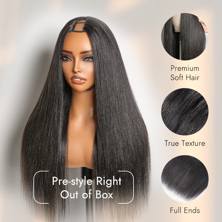 LUVME REMOVABLE SEW-IN™ Wig 180% Density  Kinky Curly / Yaki Straight Glueless V Part Flexi-Fit Drawstring Wig
