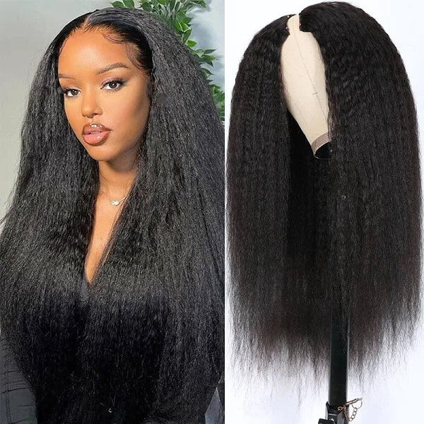 Exclusive Sale | Protective V Part Glueless Long Wig 100% Human Hair (Kinky Straight / Body Wave / Jerry Curly)
