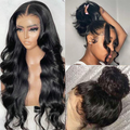 Exclusive Sale | Luvme Hair Full Lace Classy Natural Black Body Wave / Straight Free Parting Half Up Half Down Wig