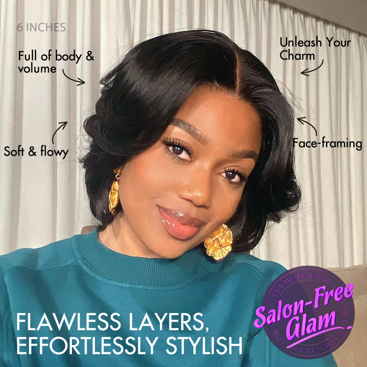 New Customers Only | 1 SEC INSTALL WIG | Elegant Boss Vibe Short Pixie Cut Natural Black / Ombre Brown Glueless Minimalist HD Lace Wig Pre Cut Lace