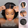 1 SEC INSTALL WIG | Elegant Boss Vibe Short Pixie Cut Natural Black / Ombre Brown Glueless Minimalist HD Lace Wig Pre Cut Lace