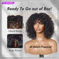New Customers Only | Beginner Friendly Water Wave Minimalist Lace Glueless Short Curly Wig with Bangs