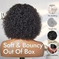Beginner Friendly Water Wave Minimalist Lace Glueless Short Curly Wig with Bangs