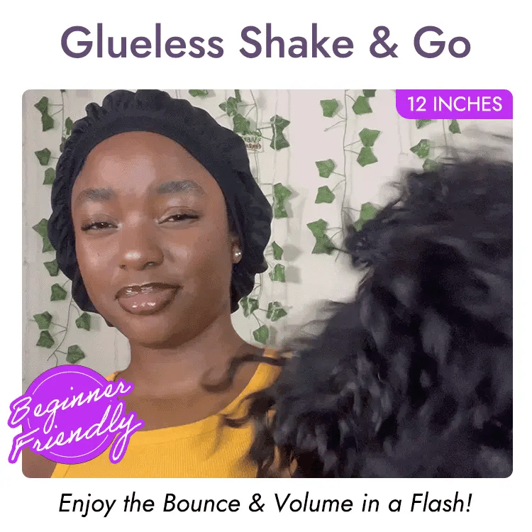 Beginner Friendly Water Wave Minimalist Lace Glueless Short Curly Wig with Bangs