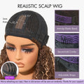 Ash Blonde Highlights Yaki Blunt Cut Bob Wig with Bangs Glueless Minimalist Lace Short Wig Breathable Cap