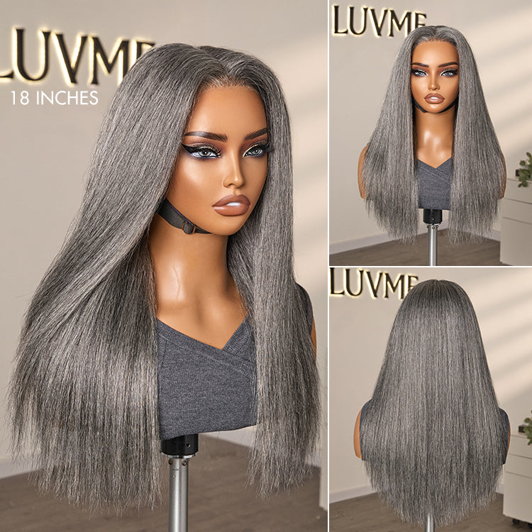 Luvme Hair 180% Density Salt and Pepper Straight Glueless Minimalist HD Lace T Part Grey Wig Pre-Cut Lace