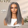 Luvme Hair 180% Density Salt and Pepper Straight Glueless Minimalist HD Lace T Part Grey Wig Pre-Cut Lace