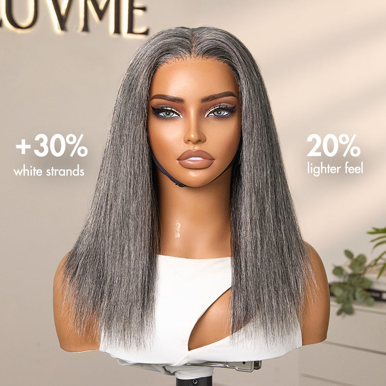 Luvme Hair 180% Density Salt and Pepper Straight Glueless Minimalist HD Lace T Part Grey Wig Pre-Cut Lace