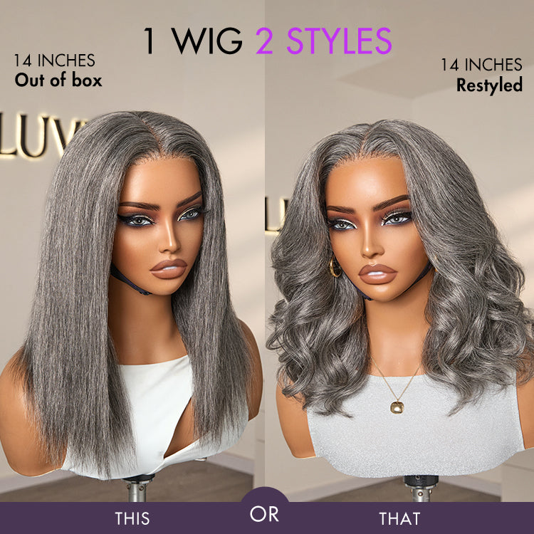 Luvme Hair 180% Density Salt and Pepper Straight Glueless Minimalist HD Lace T Part Grey Wig Pre-Cut Lace