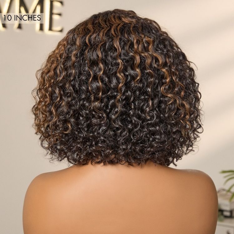 Weekly Special | Blonde Highlight Short Curly Glueless Minimalist HD Lace Human Hair Wig