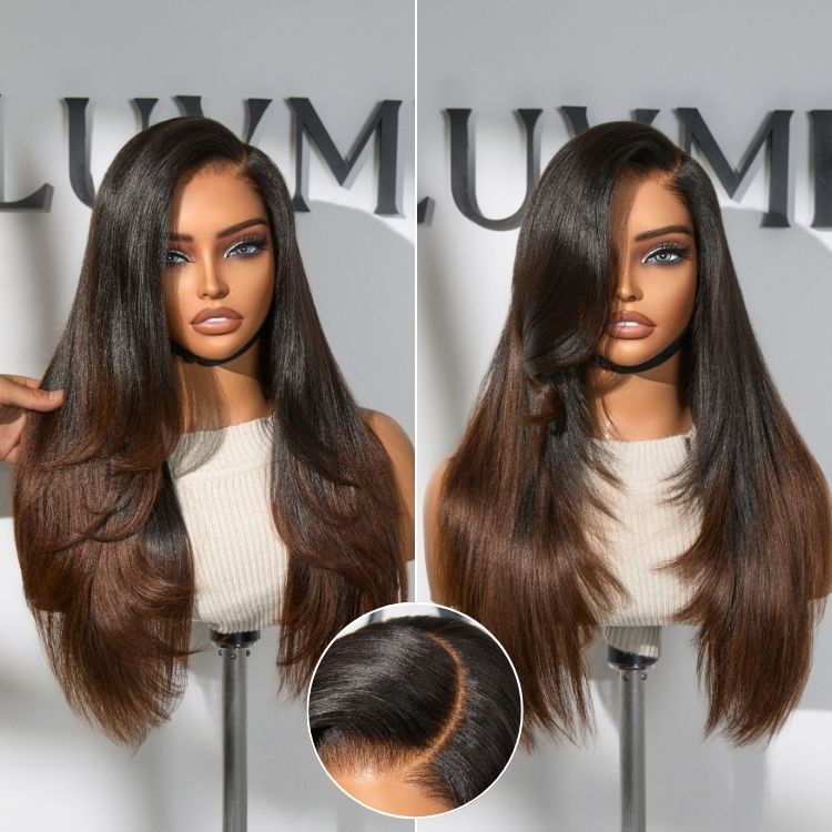 Weekly Special | Luvme All-Day Comfort™ Wig 180% Density Butterfly Cut Layered Light Yaki Straight / Loose Body Wave Glueless 7x6 Closure HD Lace Human Hair Wig Pre-Cut Lace