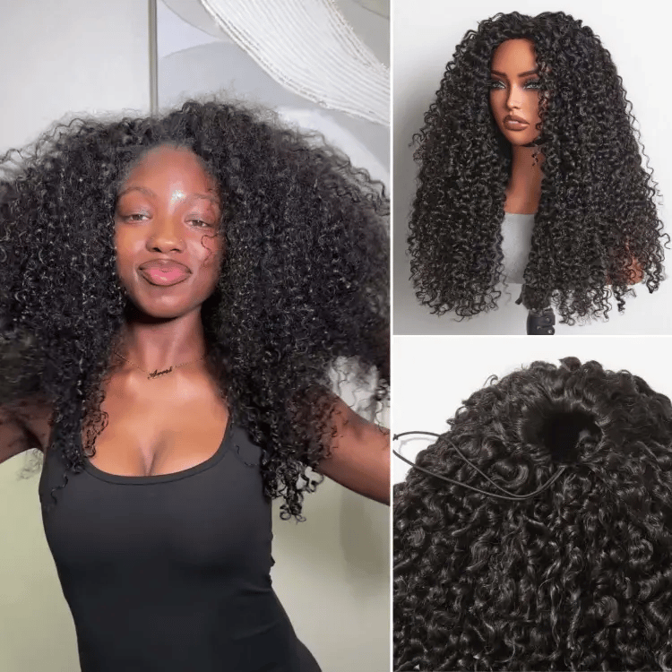 New Customers Only | Luvme Too Easy Texture™ 3-In-1 Half Wig Kinky Curly / Yaki Straight / Messy Burmese Curly Glueless Flexi-Fit Drawstring Wig