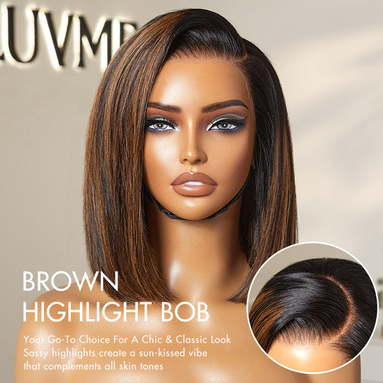 New Customers Only | PreMax Wigs | Super Natural Hairline Silky Blunt Cut Bob Glueless 13x4 Frontal Lace Human Hair Short Wig Pre-Cut Lace