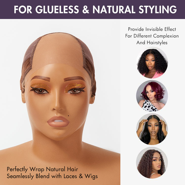 1pc Upgraded Natural Max Wig Cap 2.0 – Non-Slip Wig Gripper with Grip Band & Transparent Lace for Lace Front Wigs