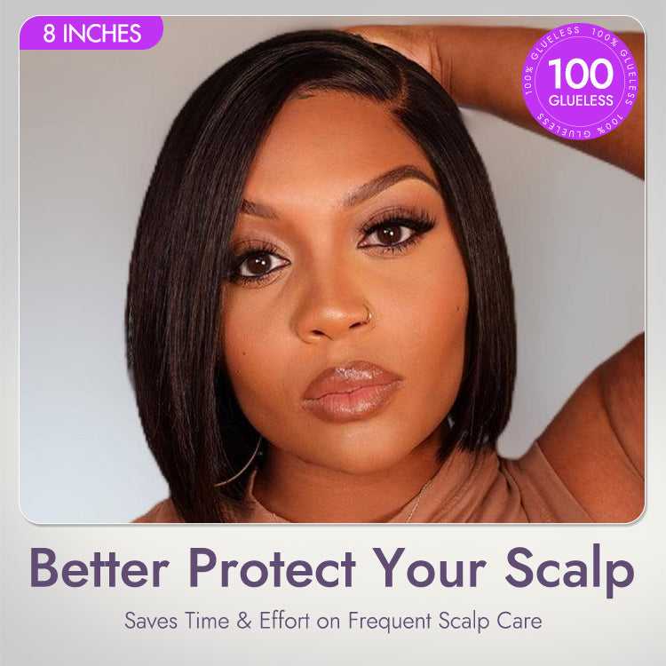 Put On & Go Blunt Cut Straight Bob Minimalist HD Lace Glueless C Part Wig  - US Only