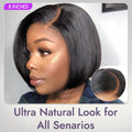 Put On & Go Blunt Cut Straight Bob Minimalist HD Lace Glueless C Part Wig  - US Only