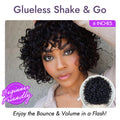 Light Weight Short Cut Water Wave Glueless Minimalist Lace Wig with Curly Bangs