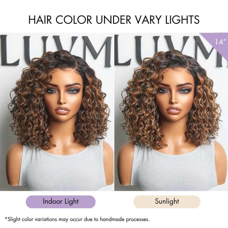 Luvme All-Day Comfort™ Wig Brown Highlight Deep Wave Glueless Minimalist HD Lace Curly Wig Pre-Cut Lace