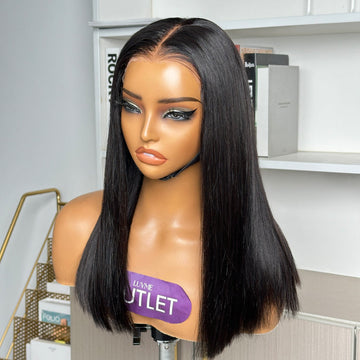 Special Deal | Natural Black Silky Blunt Cut Glueless 5x5 Closure Lace Bob Wig