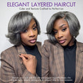 Boss Vibe Salt & Pepper Layered Bob / Body Wave Glueless Pre-Cut Minimalist Lace Grey Wig