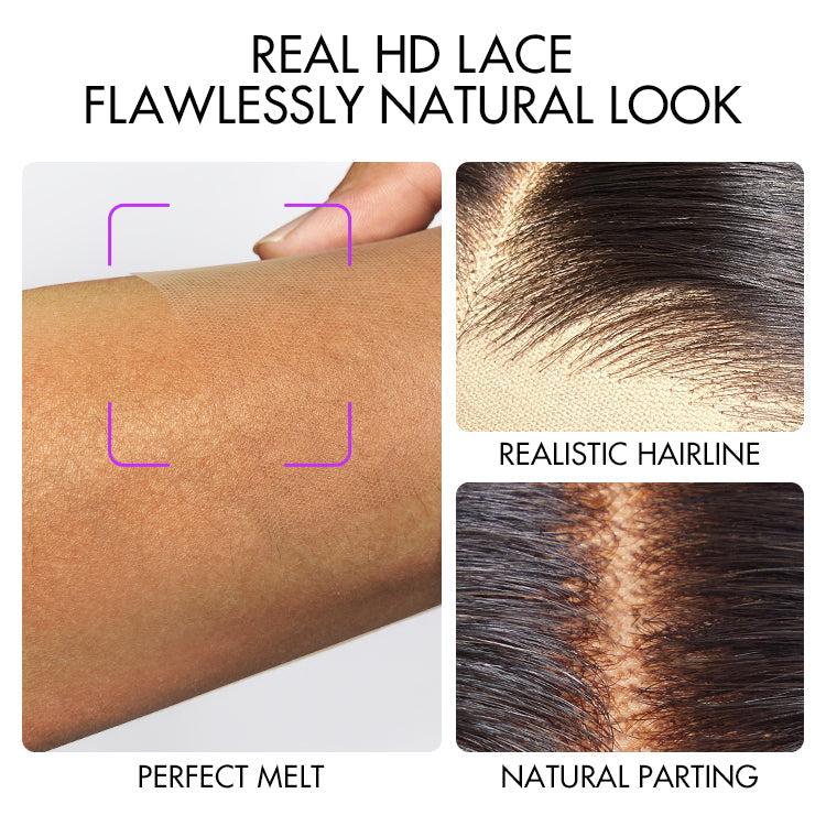 Blonde Highlight Short Curly Glueless Minimalist HD Lace Human Hair Wig