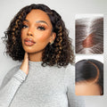 Blonde Highlight Short Curly Glueless Minimalist HD Lace Human Hair Wig