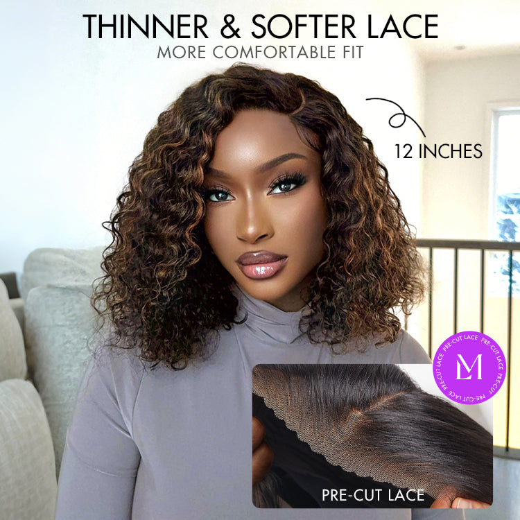 Weekly Special | Blonde Highlight Short Curly Glueless Minimalist HD Lace Human Hair Wig