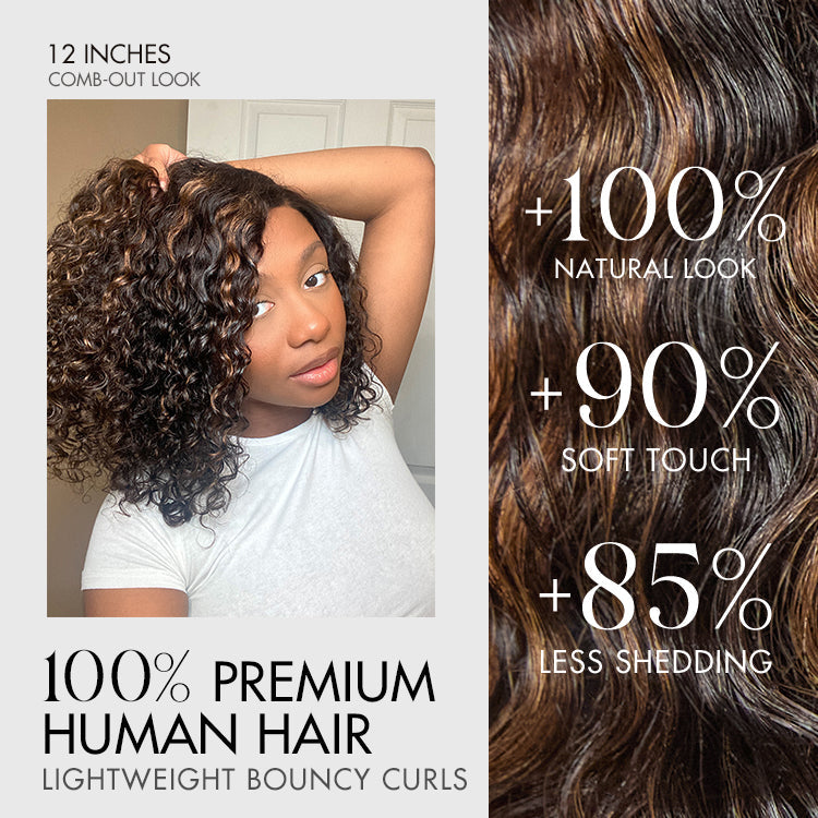 Weekly Special | Blonde Highlight Short Curly Glueless Minimalist HD Lace Human Hair Wig