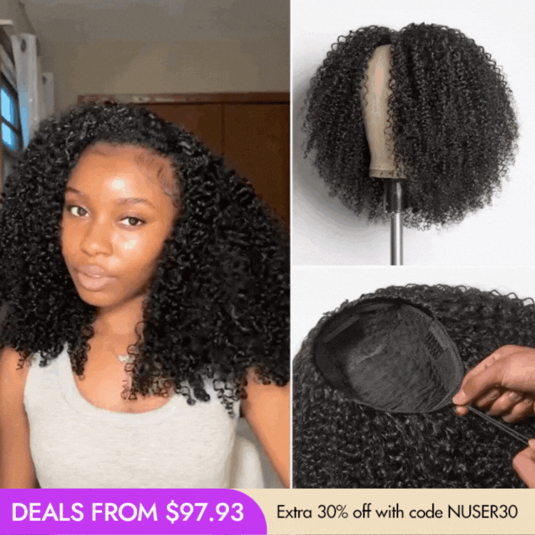 New Customers Only | Luvme Too Easy Texture™ 3-In-1 Half Wig Kinky Curly / Yaki Straight / Messy Burmese Curly Glueless Flexi-Fit Drawstring Wig