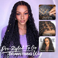 New Customers Only | Light Weight Flexi-Fit Invisi Drawstring Cap Full Lace Knotless Boho Curls Braided Long Wig Super Natural Scalp