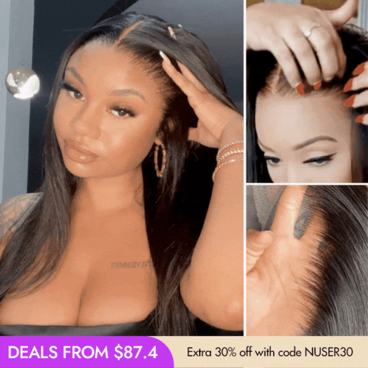 New Customers Only | PreMax Wigs | Super Natural Hairline Silky Straight Glueless 13x4 Frontal Lace Wig Human Hair Pre-Cut Lace