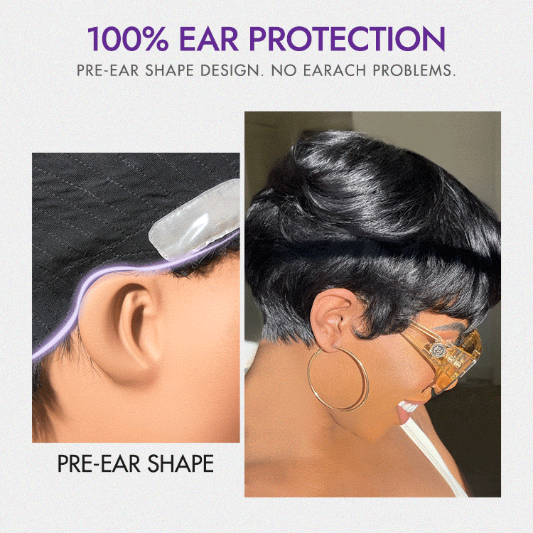 Throw On & Go Short Cut with Bangs Wig Ultra Comfort Skin-Like Soft Care Glueless Wig Hair Loss Friendly