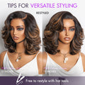 Weekly Special  | Brown Highlight Layered Haircut Wavy Glueless Minimalist HD Lace Wig Pre-Cut Lace