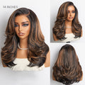 Brown Highlight Layered Wavy Butterfly Haircut Glueless Minimalist HD Lace Wig Pre-Cut Lace