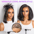 Exclusive Sale | PreMax Super Natural Hairline Silky Blunt Cut Bob Glueless 13x4 Frontal Lace Human Hair Short Wig Pre-Cut Lace
